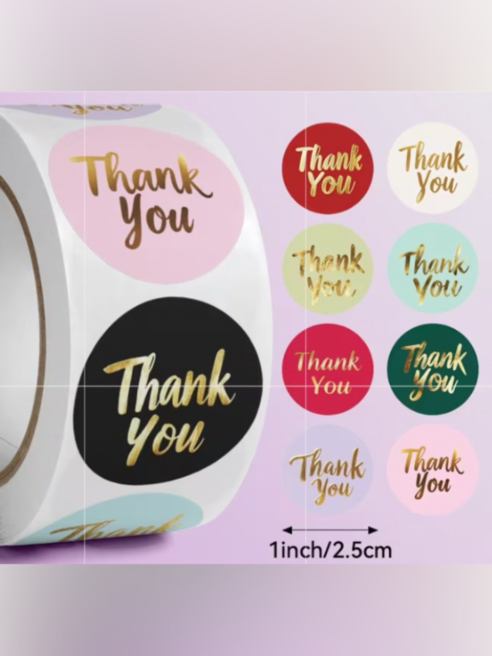 Thank You Sticker Roll - multi-color